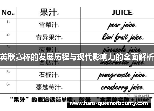 英联赛杯的发展历程与现代影响力的全面解析